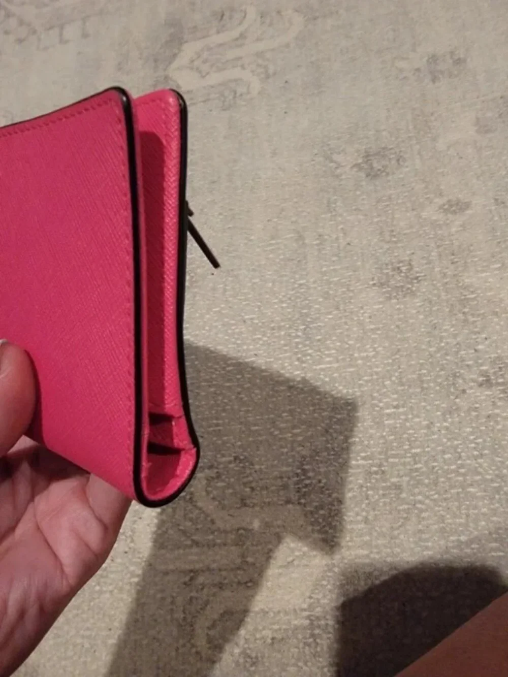 kate spade Hot Pink Saffiano Leather Zip Wallet